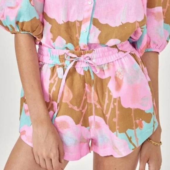 Lanhtropy Pants - Lanhtropy Aquarela Elastic Linen Shorts